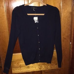 NTW Forever 21 Navy Cardigan with Daisy Buttons